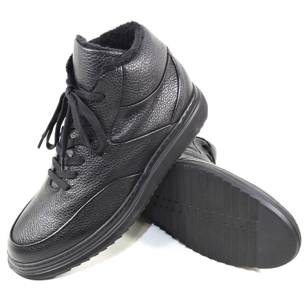 ALBERTO CICCIOLI 🇮🇹 MEN'S BLACK SOFT LEATHER FLAT WINTER BOOTS